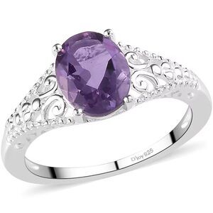 Bolivian Amethyst Solitaire Sterling Silver Ring